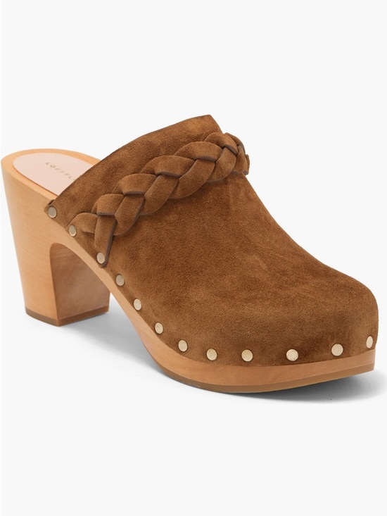 Loeffler Randall Shoes - Loeffler Randall Merrill brown suede braided strap gold stud wooden clogs luxury
